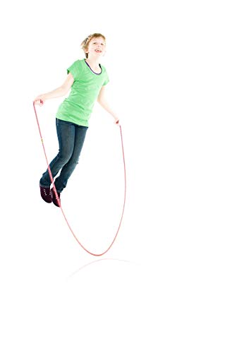 Just Jump It 8' Foot Single Jump Rope for Kids Women and Men - Active Outdoor Youth Fitness Excersing Equipment - Braided Nylon Gym Accessories - color: Raspberry Confetti
