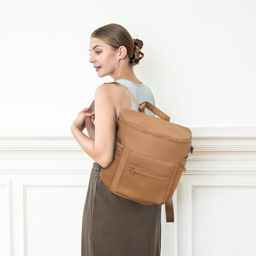 miss fong Neoprene Diaper Bag Baby Diaper Bag Large Capacity Neoprene Backpack with Changing Pad Travel Diaper Backpack with 16 Pockets for Mom & Dad-Brown - color: Neoprene Brown