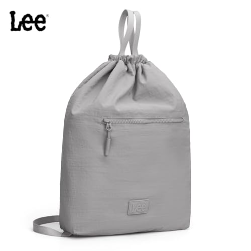 Lee Drawstring Backpack Bag Lightweight Small Gym Swim Beach Bag Water Resistant Sports Sackpack for Men Women, LEE48-002GY - color: Gray