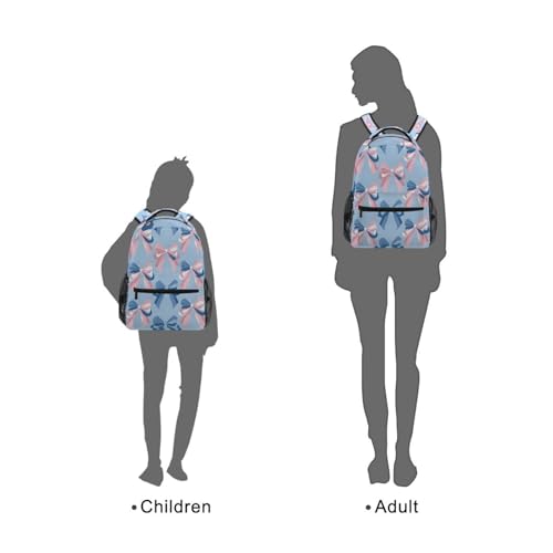 ALAZA Pink Bow Blue Pattern Backpacks for Girls Boys School Backpack Kids Bookbag 3rd 4th 5th Grade Elementary Students Daypacks Travel Laptop Shoulder Bag - color: Mutli35, size: 15 L
