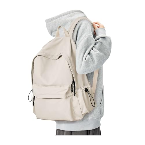 BJLFS White School Backpack for Girls Women, Waterproof High School Book Bag Cute Backpack for Men Teens Boys, Lightweight Mini Classic Basic College Backpack Middle School Back Pack Daypack - color: Small White