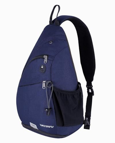 WATERFLY Sling Bag Sling Backpack Small Crossbody Shoulder Bag for Men Women Traveling Cycling Hiking Daypack - color: Blue