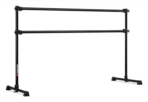 VITA Barre Portable Freestanding Double Ballet Barre, Prodigy, Aluminum | Adjustable Height, USA Made, Home or Gym Exercise Equipment for Kids & Adults | Dance, Fitness, Pilates - color: Black, style: 7 Ft