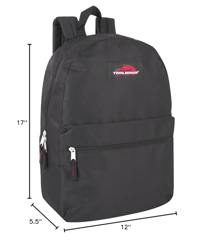 Trail maker 24 Pack 17 Inch Backpacks in Bulk Backpacks for Boys, Girls, School, and Homeless Donation - color: Black