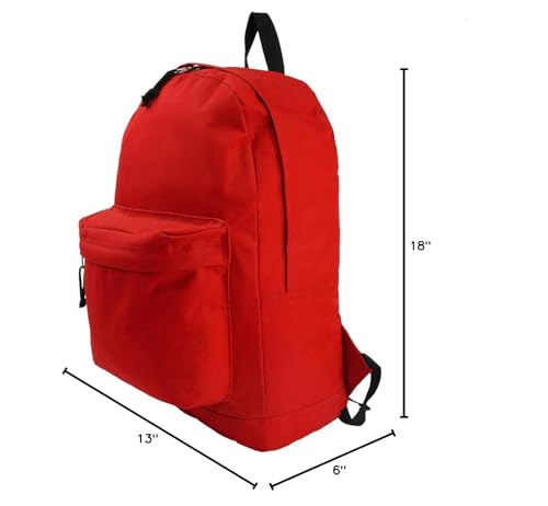 K-Cliffs Basic Emergency Survival Backpack Classic Simple School Book Bag Student Daily Daypack 18 Inch Red 18"x13"x16"