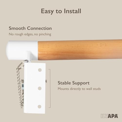 Ilyapa Ballet Barre Bare for Home - Wood Adjustable Wall Mount Ballet Bar Dance Equipment for Barre Workout & Ballet Stretching, Powdercoated White Brackets - size: 4 Ft 4 in.