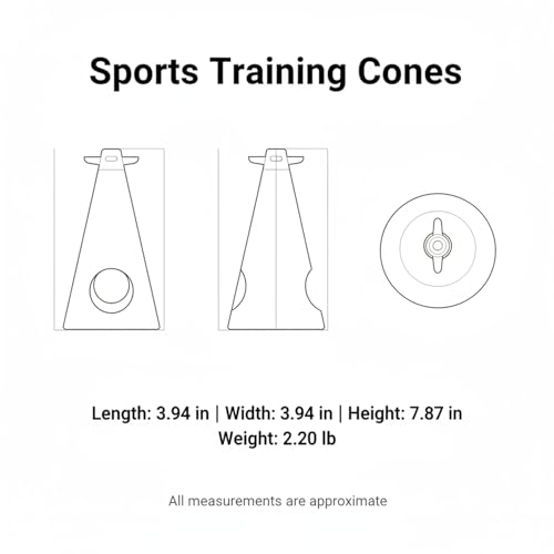 Red PE Plastic Agility Cones for Sports Training, Stackable Field Markers for Soccer and Basketball Drills - size: 3.94 x 3.94 x 7.87"