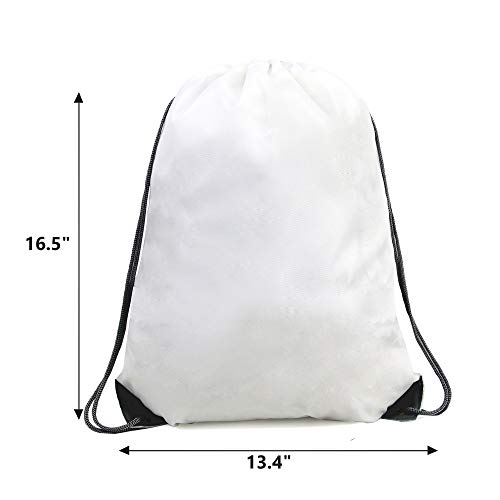 BeeGreen 20 Packs White Drawstring Backpack Bags Wholesale Bulk Cinch Bags Heavy Duty String Backpack Machine Washable Lightweight Sackpack Outdoor Sport Bags for Women Men - color: White