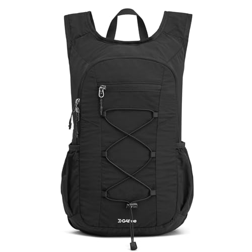 G4Free 20L Hiking Backpack Lightweight Daypack with Phone Pocket Small Packable Foldable Hiking Bag for Women Men, Black - color: Black