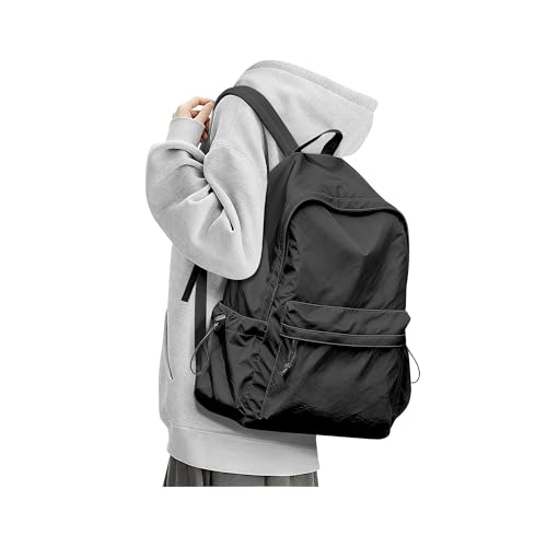 BJLFS Black School Backpack for Girls Women, Waterproof High School Book Bag Cute Backpack for Men Teens Boys, Small Lightweight Simple Basic Middle School Back Pack Daypack Mochilas Escolares para - color: Small Black