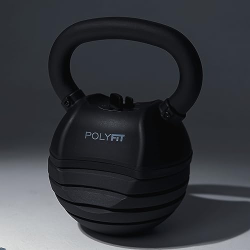 Polyfit Adjustable Kettlebell Set | 30/40/50 lbs | Kettlebell Weights for Home Gym - color: BLACK - 30 LB
