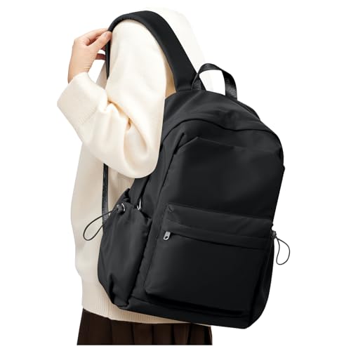 Small Black Backpack for School, High School Book Bag Back Pack for Teens Girls Boys, Lightweight College Backpack Bookbag for Women Men, Simple Casual Daypack Mochilas Escolares para Adolescentes - color: Black