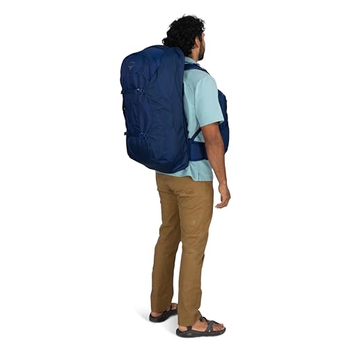 Osprey Farpoint 70L Men's Travel Backpack - Large Adjustable Travel Bag with Detachable Daypack, Antique Blue - color: Antique Blue, style: 70l
