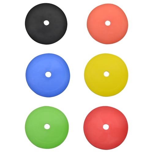 6 Pcs Flat Cones Spot Markers 6 Inch Floor Hole Soccer Cones Non-Skid Field Court Spot Markers