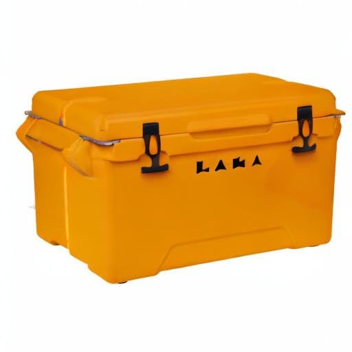 Laka Cooler – 45 Quart Rotomolded Hard Cooler, Insulated Ice Chest Holds 36 Cans/45 lb Ice, Up to 7 Days Cold, Drain Plug + Basket, Non-Slip Feet, Beach Boat Camping Tailgate - color: Orange