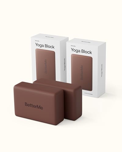 BetterMe Yoga Blocks Set of 2 – High Density Foam Yoga Blocks for Stretching, Pilates & Workouts – Lightweight Non-Slip Exercise Blocks for Flexibility & Balance - color: Chocolate Brown