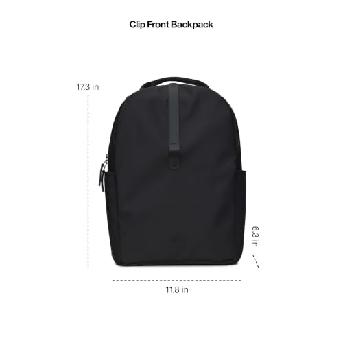 RAINS Clip Front Backpack - Waterproof Slim Travel Laptop Bag, 5.5 Gallon - color: Dark Grey