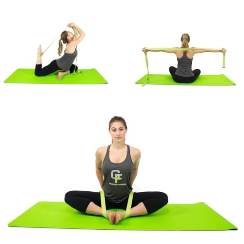 Gradient Fitness Yoga Strap, Friction-Less Easy-Feed Buckle, Super Soft Cotton/Polyester Blend Webbing, Free eGuide. (8 Feet) - color: Green
