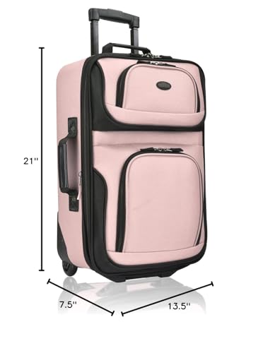 U.S. Traveler Rio Lightweight Softside Rolling Carry-on Suitcase, 2-Wheel Single, Pink - color: Pink, size: 21"