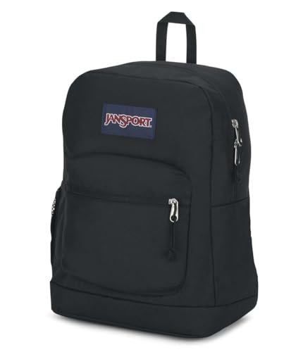 JanSport Cross Town Plus Backpack - Large Main Compartment, Side Water Bottle Pocket, 15-Inch Padded Laptop Sleeve - Black - color: Black