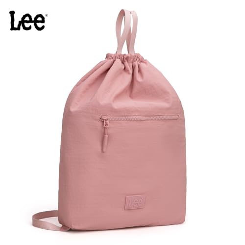 Montana West Lee Drawstring Backpack Bag Lightweight Small Gym Swim Beach Bag Water Resistant Sports Sackpack for Men Women,LEE48-002PK - color: Pink