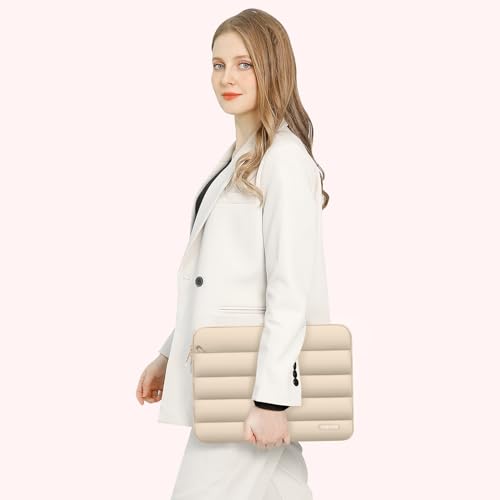 MOSISO Laptop Case 16 inch, 15-15.6 inch Puffy Laptop Sleeve Compatible with MacBook Pro 16 M5 M4 M3 M2 M1, HP Dell ASUS Acer Toshiba Lenovo, Polyester Horizontal Bag with Small Case, Apricot - color: Apricot, size: 16 inch