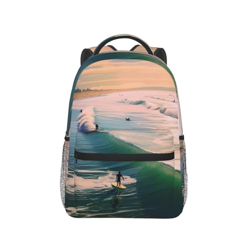 Travel Backpack Beach Surf Carry on Backpack Lightweight Business 15.6inch Laptop Backpack for Men Women - color: Beach Surf