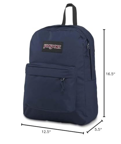 JanSport SuperBreak Plus Backpack with Padded 15-inch Laptop Sleeve and Integrated Bottle Pocket - Spacious and Durable Daypack for Work and Travel - Navy - color: Navy