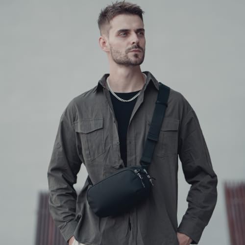 reeyee 4.5L Commuter Sling Bag for Men, 840D Cordura, Slide Buckle, Black - size: A7-Sliding buckle-4.5L