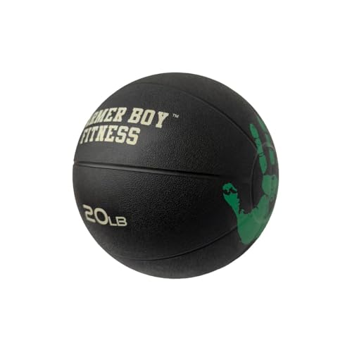 Medicine Ball with Handprint Design, Black, 2 lb to 20 lb, Strength and Core Training - size: 20 LB