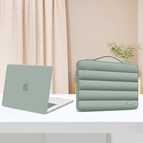 MOSISO Compatible with MacBook Air 15 inch Case M5 2026 M4 2025 M3 2024 M2 2023 A3448 A3241 A3114 A2941, Plastic Hard Shell Case&Puffy Sleeve Bag&Keyboard Skin&Webcam Cover&Screen Film, Antique Green - color: Antique Green