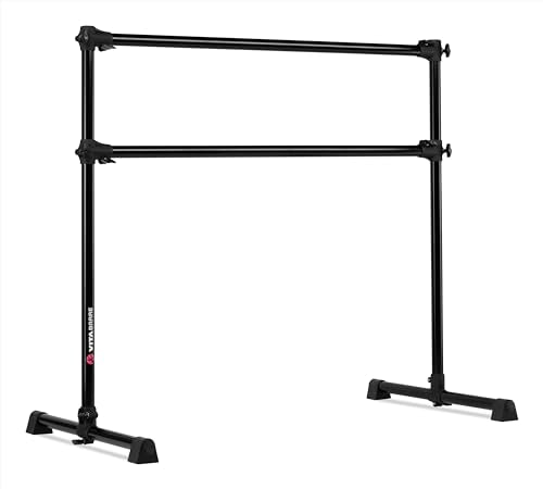 VITA Barre Portable Freestanding Double Ballet Barre, Prodigy, Aluminum | Adjustable Height, USA Made, Home or Gym Exercise Equipment for Kids & Adults | Dance, Fitness, Pilates - color: Black, style: 4 Ft