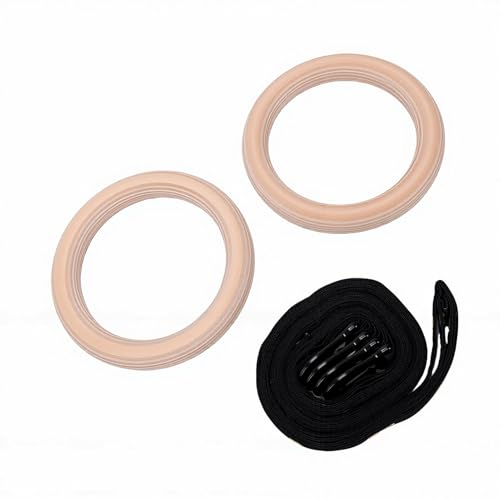 Wooden Gymnastics Rings, Double Circle Full Body Exercise Rings with Adjustable Numbered Straps for Home Gym