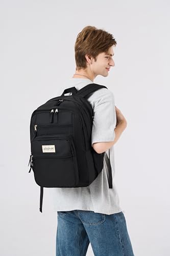 abshoo 34L Large Backpack for School Water Resistant Women Men Bookbag For College, Middle High School, Travel (Black) - color: Black