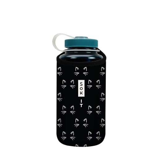Sok It BotlSok Water Bottle Sleeve Insulated Neoprene Cover (Mystical Meows, Fits 32oz Nalgene) - color: Mystical Meows, size: Fits 32oz Nalgene