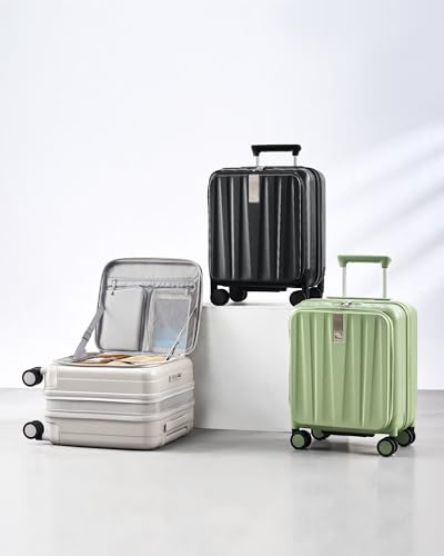Hanke Top Opening Carry-On - Expandable 16 Inch Airline Approved Spinner | Easy-access top opening,360° spinner wheels,lightweight expandable hardshell, fits overhead bins,for overnight business trips - color: Jet Black, size: 16 Inch Expandable