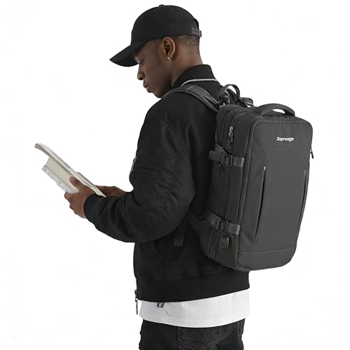 Travel Backpack, Expandable Large Capacity Business Work, Water Repellent Carry On Daypack with USB Charging Port, Fit 17 Inch Laptop, Bag for Men and Women, Black - color: Black