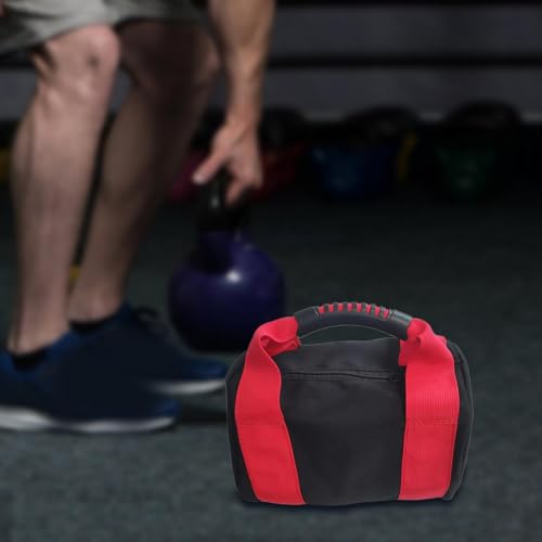 Kettlebell Sandbag Bag Only with Handle - Sand Weights Bag for Functional Fitness, Boxing, Bodybuilding (Sand Not Included) - color: Red