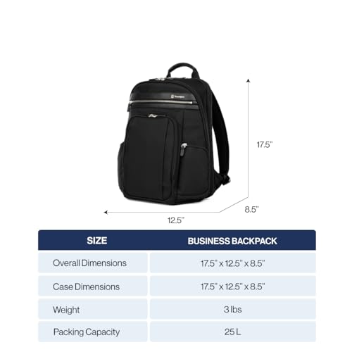 Travelpro Platinum Elite Business Laptop Travel Backpack, Fits up to 16 Inch Laptop, Water Resistant, Men and Women, Black - color: Black, size: 17.5 inches