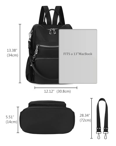 Uromee Travel Backpack Purse for Women Nylon Ladies Fashion Tassel Shoulder Bag Convertible - color: 0243 Nylon Black 3