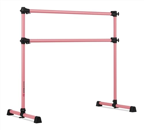 VITA Barre Portable Freestanding Double Ballet Barre, Prodigy, Aluminum | Adjustable Height, USA Made, Home or Gym Exercise Equipment for Kids & Adults | Dance, Fitness, Pilates - color: Light Pink, style: 4 Ft