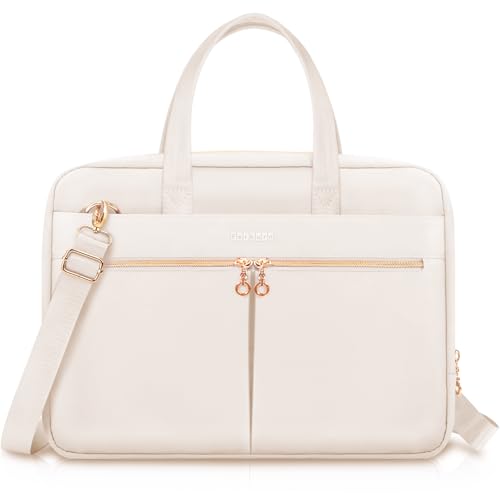 Ferkurn Laptop Bag Case Women Men Computer Bag Compatible with MacBook/HP/LG/Dell, Shoulder Strap Slim Carrying Messenger Briefcase, Beige, 14 Inch - color: Beige, size: 14 inch