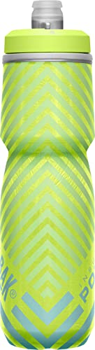 CamelBak Podium Chill Insulated Bike Squeeze Water Bottle, Cold Retention for Cycling, 24oz, Lime/Blue Stripe - color: Lime/Blue Stripe