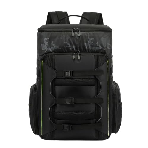 Dry Wet Separation Outdoor Backpack, Multifunctional Rucksack for Drone Camera Laptop Climbing Travel Photography Use - color: Black Green