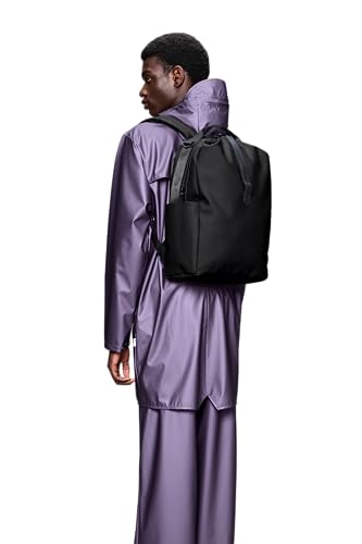 RAINS Clip Front Backpack Black- Waterproof Commuter Backpack with C-Clip Closure & Hidden Pocket, 16″ Laptop Sleeve, Urban Travel Daypack - color: Black