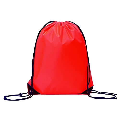 Bulk Drawstring Bags, Polyester Draw String Bags, Gym Sports Cinch Bag Drawstring Backpack for Women Men - color: Red