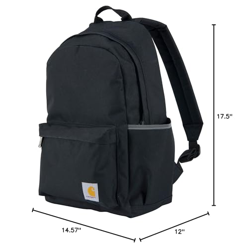 Carhartt 21L Classic Laptop Backpack, Water-Resistant Pack W/ 15" Laptop Sleeve and Organizational Compartments, Black - color: Black, size: One Size