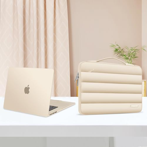 MOSISO Compatible with MacBook Air 15 inch Case M5 2026 M4 2025 M3 2024 M2 2023 A3448 A3241 A3114 A2941, Plastic Hard Shell Case&Puffy Sleeve Bag&Keyboard Skin&Webcam Cover&Screen Film, Starlight - color: Starlight