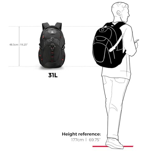 Swissdigital Design Laptop Backpack for Men with USB Charging Port SD803-01 - color: Black