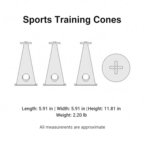 Red PE Plastic Agility Cones for Sports Training, Stackable Field Markers for Soccer and Basketball Drills - size: 5.91 x 5.91 x 11.81"